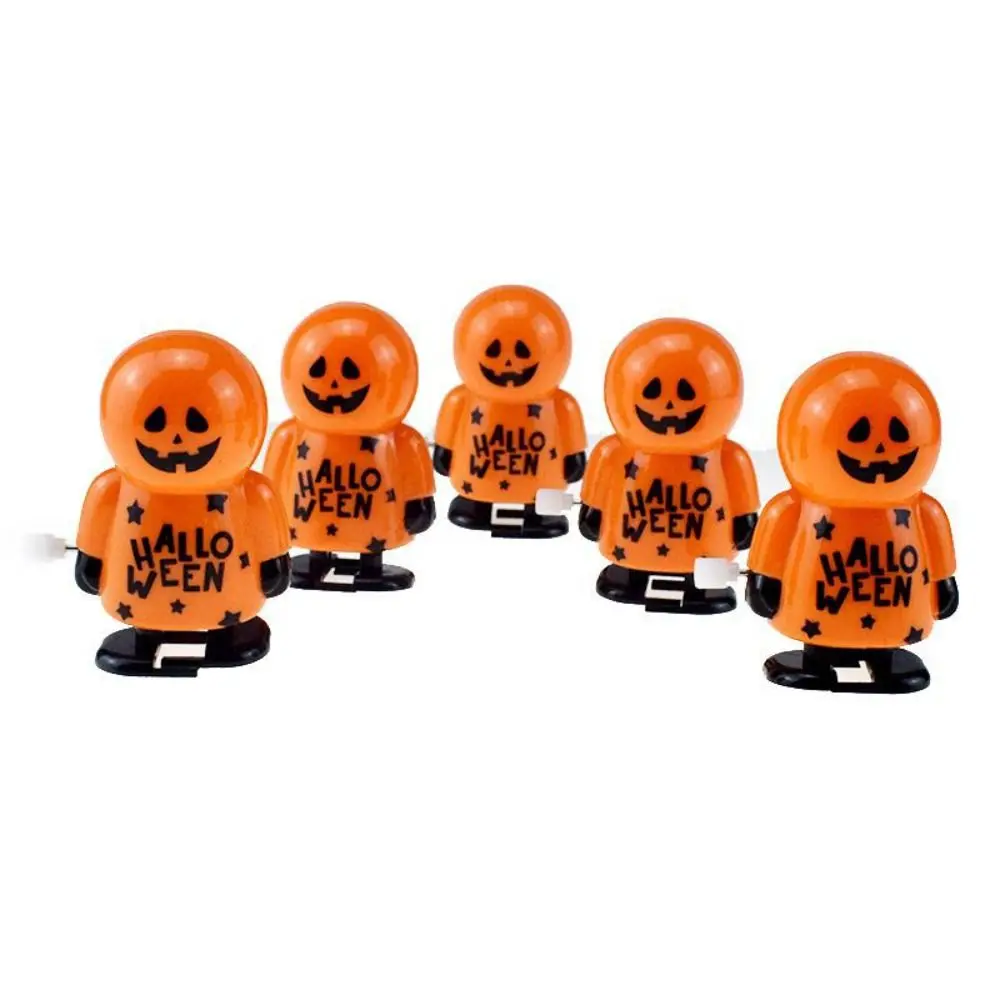 Cartoon Halloween Series Wind-up Toy Jumping Pumpkin Halloween Clockwork Toys Witch Fairy Spirit Prank Toys Ornament