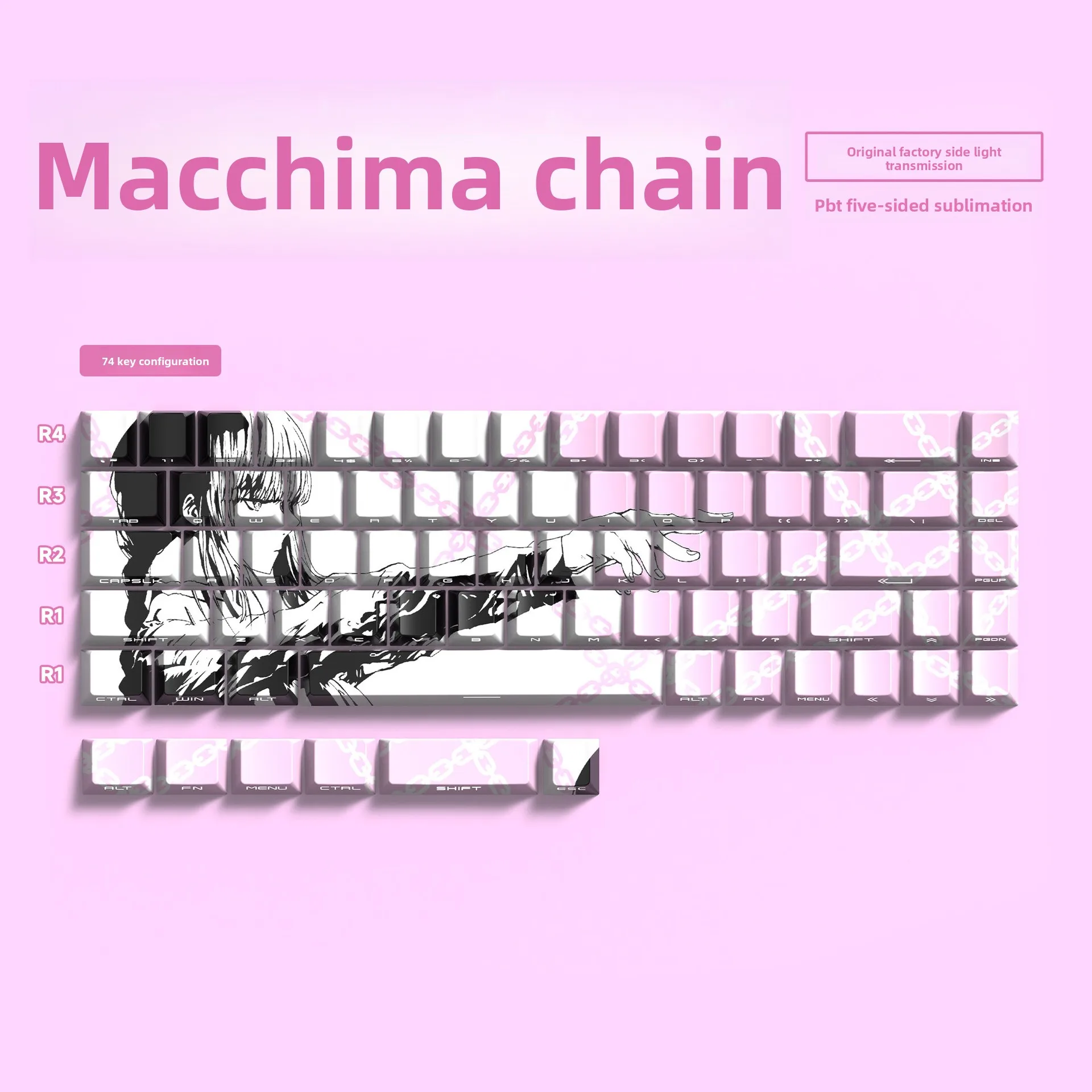 Makima-Inspired Translucent PBT Keycaps - Original Height with Side Print