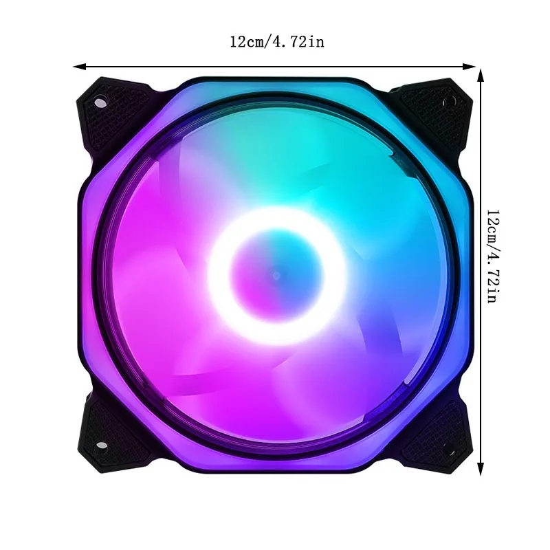 Magic Cube Case Fan 12cm Desktop Computer Cooling Fan Color Changing 12025 Silent Fan