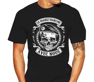 Legion Etrangere Foreign Legion Le Diable Marche Avec Nous Men T-Shirt Short Sleeve Casual Cotton O-Neck Summer TShirt