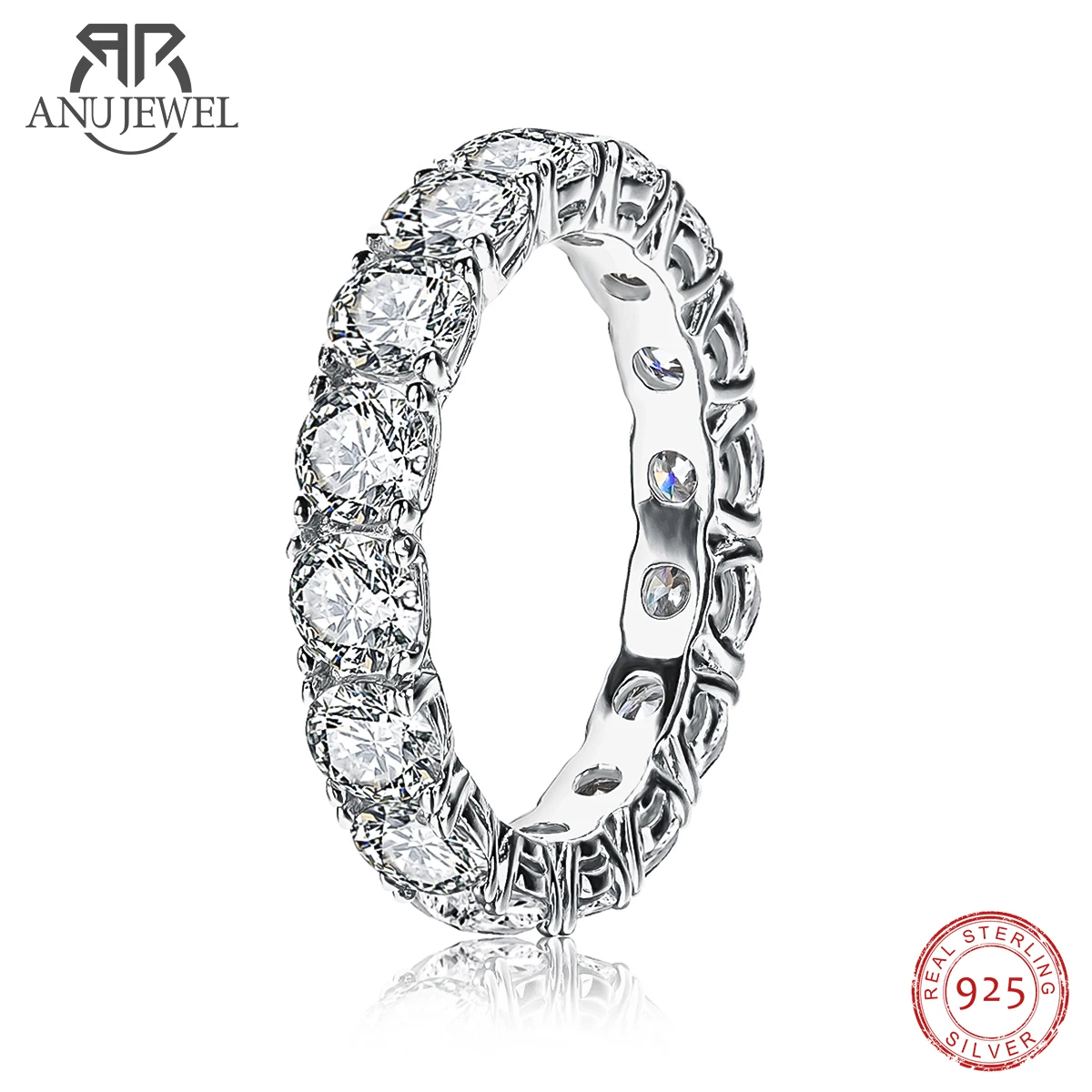 Anu 5 1cttw D Color Moissanite Eternity Band Ring 18k Gold Plated 925 Anu 5 1cttw d color moissanite eternity band ring 18k gold plated 925