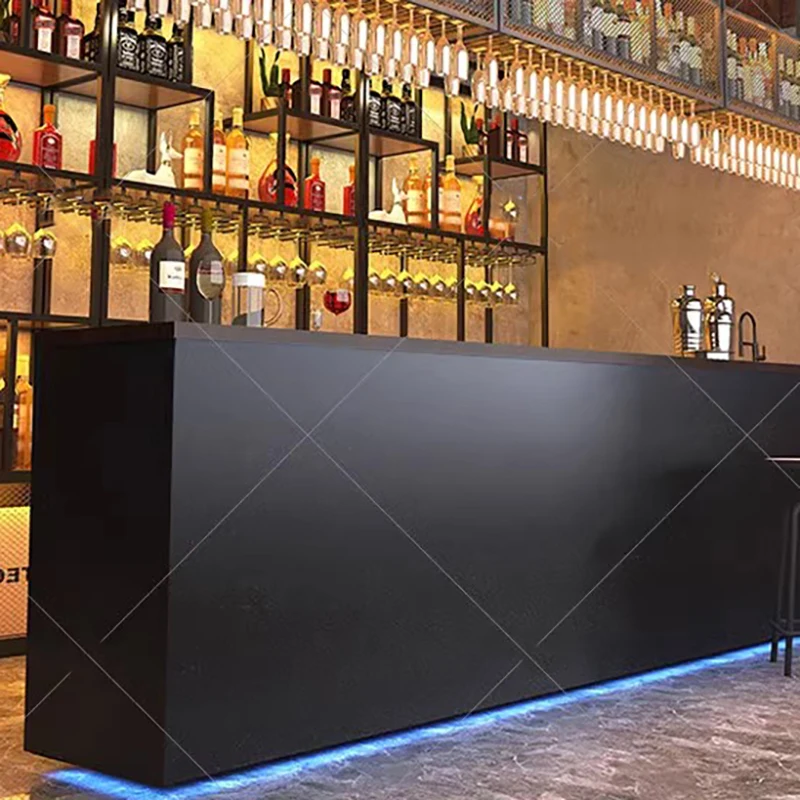 Table de réception noire pour bar, boîte de nuit, rangement, bar moderne, table à manger, restaurant de luxe, meubles de salon