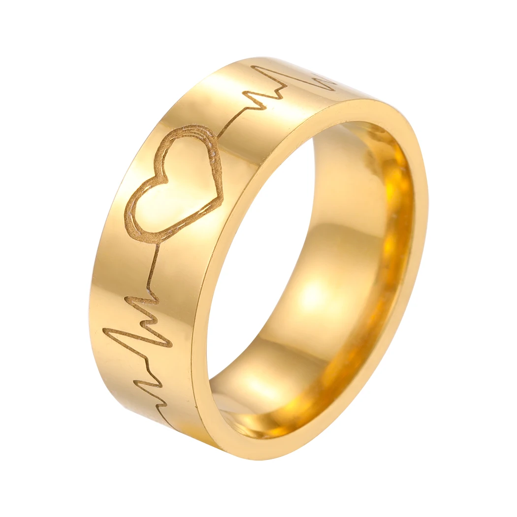 Anello Per Monitor Con Battito Cardiaco Ekg Reale Inciso In Acciaio Inossidabile Anello Con Battito Cardiaco Anello Per Elettrocardiogramma Segnale Be