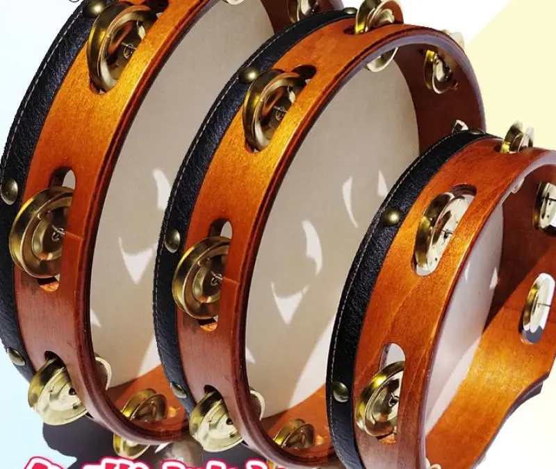 6/8/10 Inch Cow Leather Tambourine Orff Stage Performance Professional Tambourine Band Percussion Musical Instrument