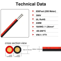 Câble en Silicone rouge noir à 2 broches, 22/20/18/16/14/12awg, 12V, fil à crochet parallèle pour panneau solaire, batterie de haut-parleur automobile de voiture 6