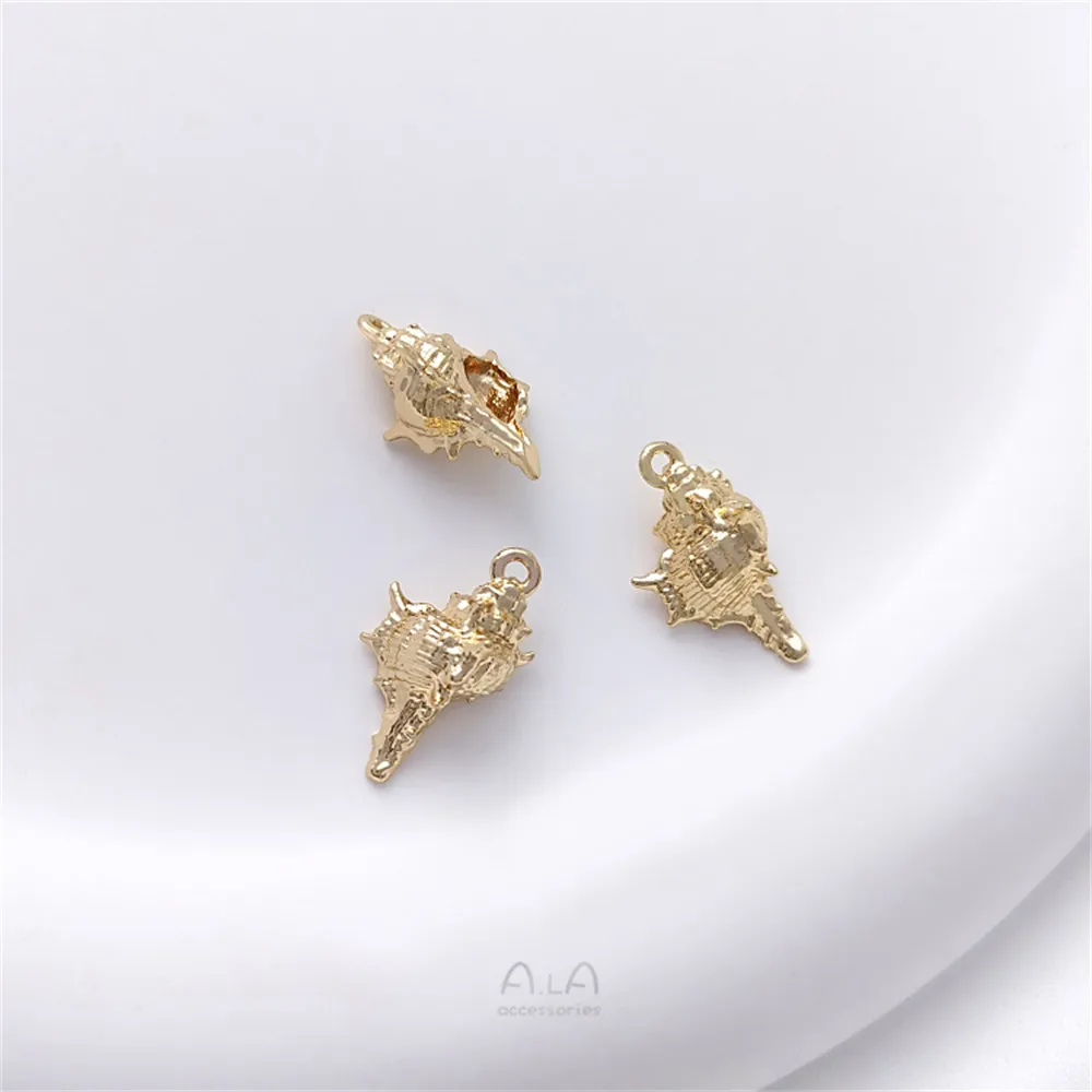 14K 골드 포장 바다 생물 조가비 가리비 불가사리 고래 펜던트 수제 DIY 팔찌 귀 보석 펜던트