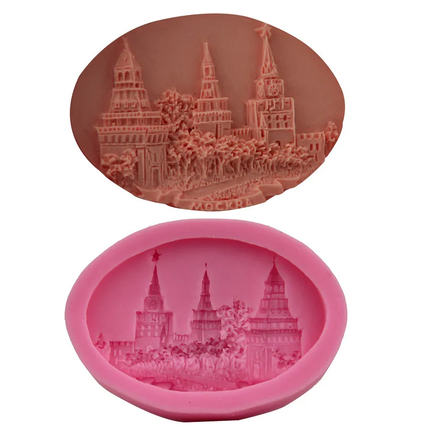 

New Classical Castle Town Silicone Fondant Soap 3D Cake Mold Cupcake Jelly Candy Chocolate Decoration Baking Tool Moulds