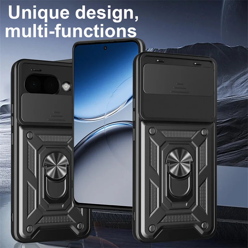 Magnetic Ring Armor Phone Case with Camera Protection and Car Mount Holder