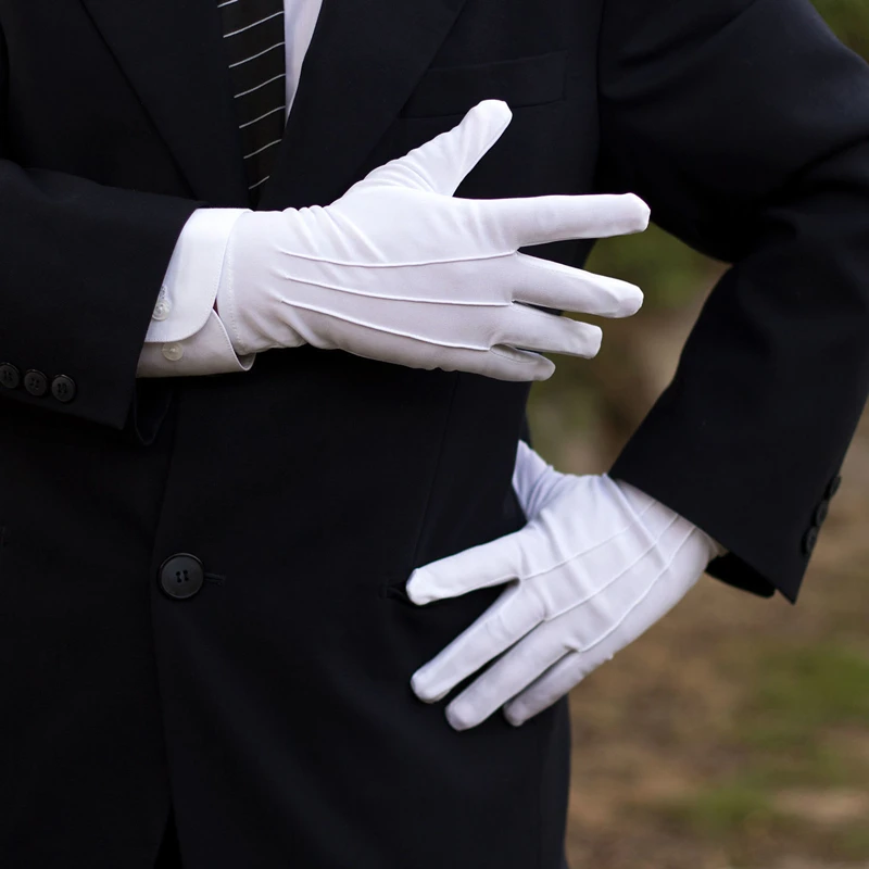 2 Pairs White Formal Gloves Men White Cotton Uniform Glovestuxedo Honor ...