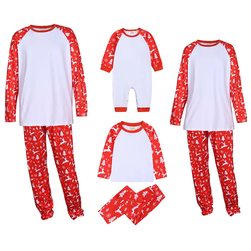 thumbnail image 1 of Pijamas navideños de poliéster a juego para toda la familia, sublimación en blanco, conjunto de pijamas para madre e hijo, ropa de dormir con apariencia personalizada, 1 of 5