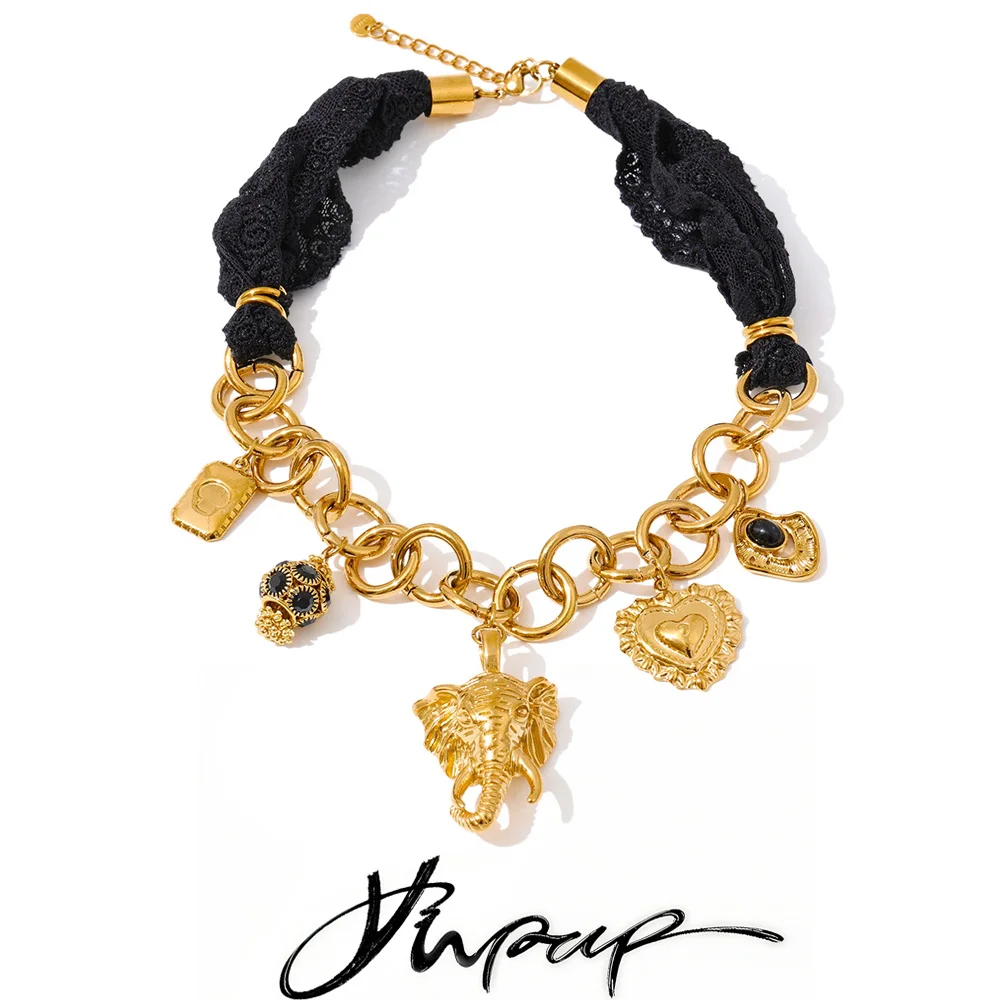Yhpup 2025 Statement Necklace 18K Golden Plated Stainless Steel