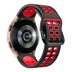 Two-Tone No Gap Silicone Wristband for Samsung Watch 4-5-6 (Black and red)