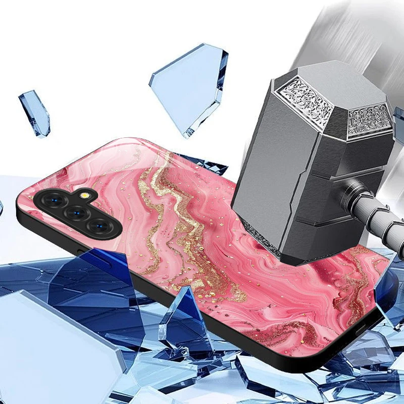 Luxury Marble Pattern Tempered Glass Phone Case - Elegant Shockproof Protective Cover