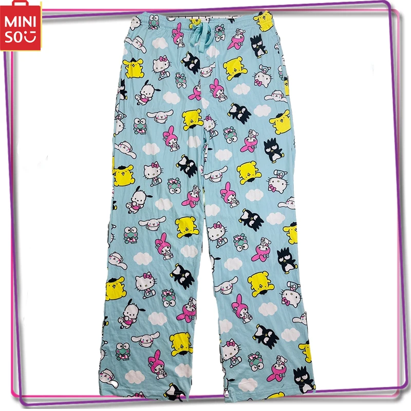 

New Miniso Sanrio Hello Kitty Melody Kuromi Cartoon Thin Pants Women's Sleepwear Home Casual Printed Pants Birthday Gift