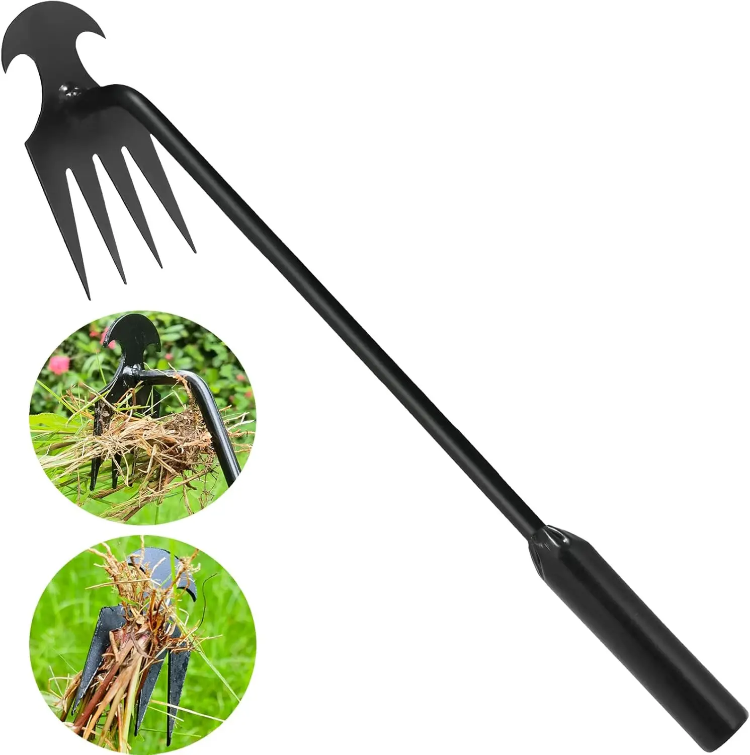 Weeding Tool 4 Teeth Hand Weeder Weed Removal Dual Purpose Garden Weed Pulling Tool