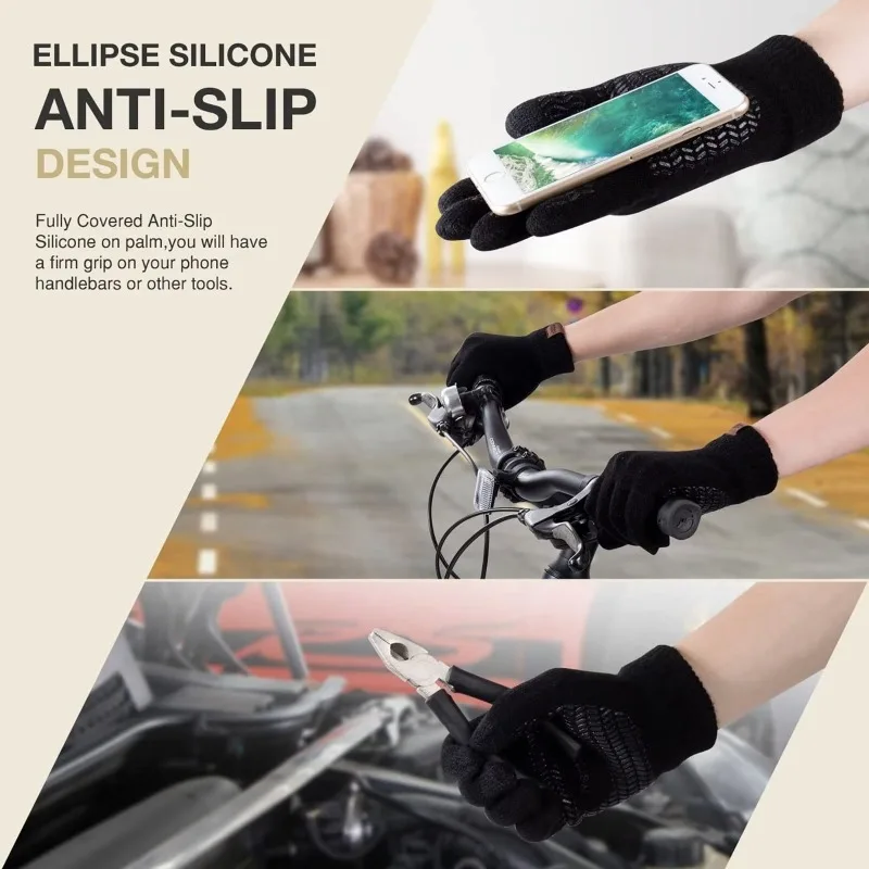 Winter Warm Touch Screen Gloves Waterproof Non-slip Thickened Knitted Gloves Suitable for Outdoor Driving Cycling and Skiing 4