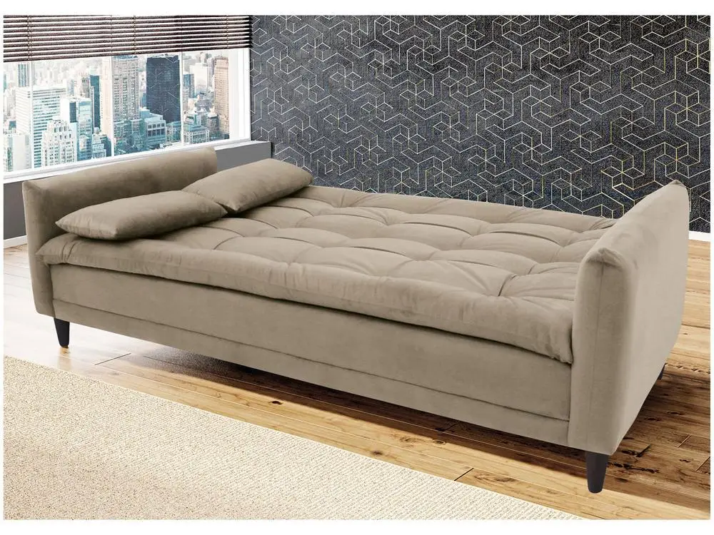 Sofá-cama Casal 3 Lugares Reclinável Suede Linoforte Estela 4