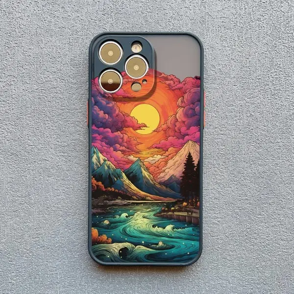 thumbnail image 1 of Funda de teléfono Sunrise Scenery para iPhone 15 14 Plus Pro Max 13 12 11 Pro Max Mini XR X XS 7 8 Plus SE Gorgeous Mountain River Cover, 1 of 5