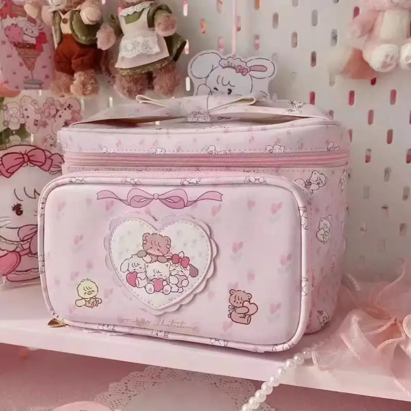 

Kawaii Sanrio Mikko Cosmetic Bag Anime Cute Cartoon Portable Storage Bag Large Capacity Travel Bag Square Handbag Creative Gift