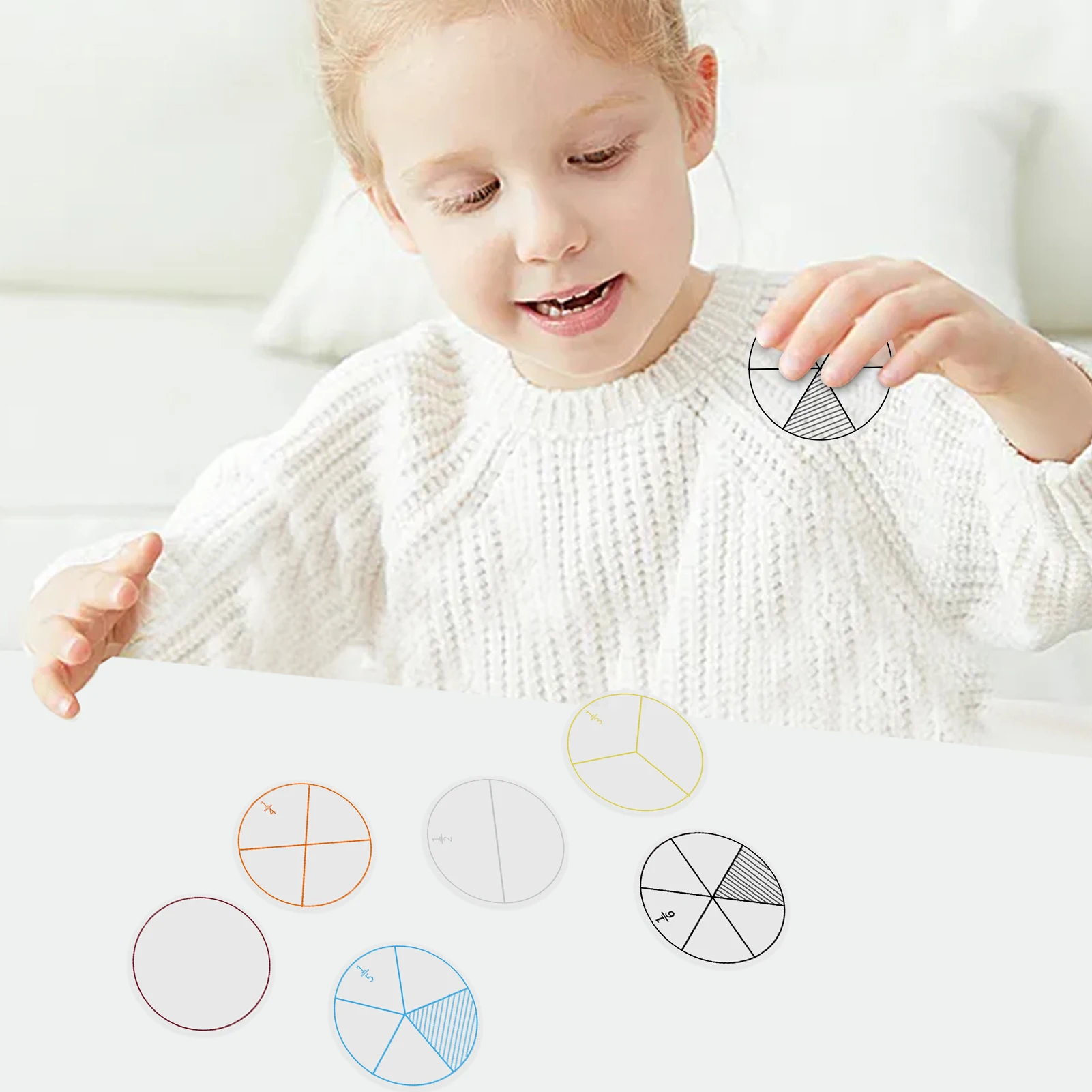 Math Fractions Circles Toy Plastic Numbered Fractions Circles Math Chips Mathematics Number Toy Learning Teaching Aids 12pcs/lot