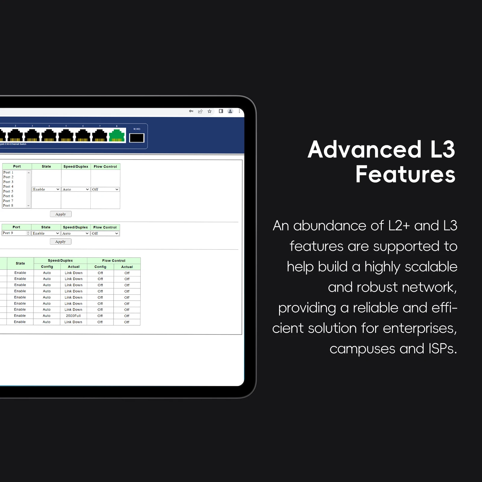 XikeStor 10 Gigabit Switch all 8*10000mbps 3-layer Network Management 10gbe 10g 10gb 10gbps SFP+ Ports Switch Fanless images - 6