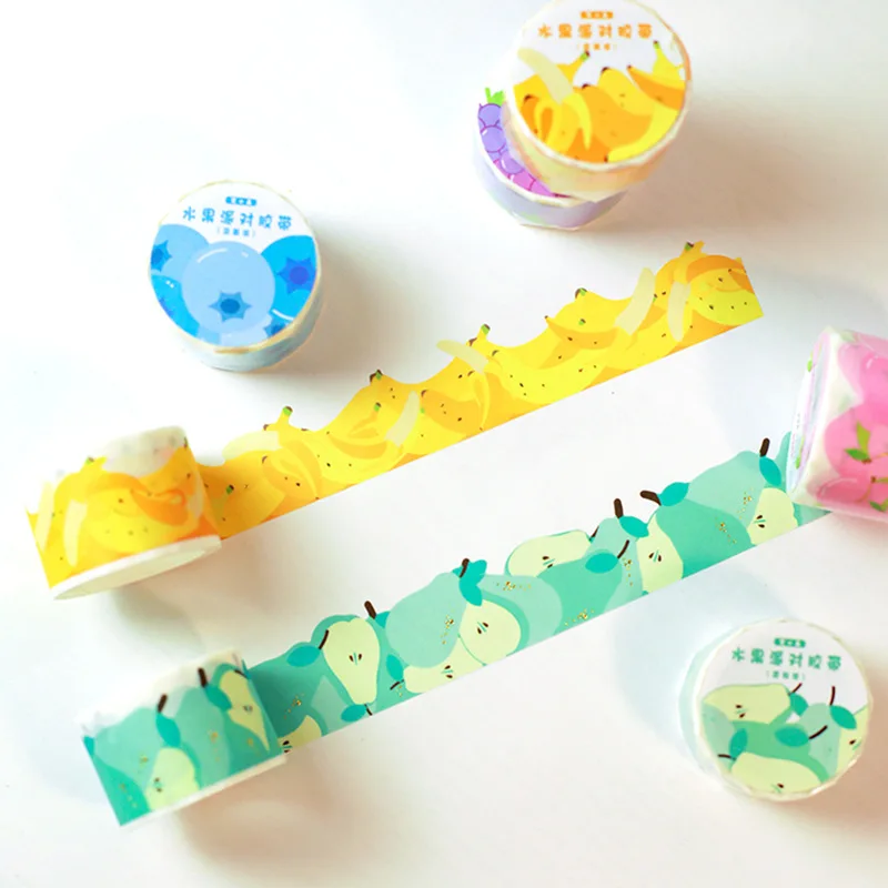 MOHAMM 1 Roll Gold Foil Fruit Shaped Tape for Journal Page Scene Decoration DIY Planners Craft Material Supply 2