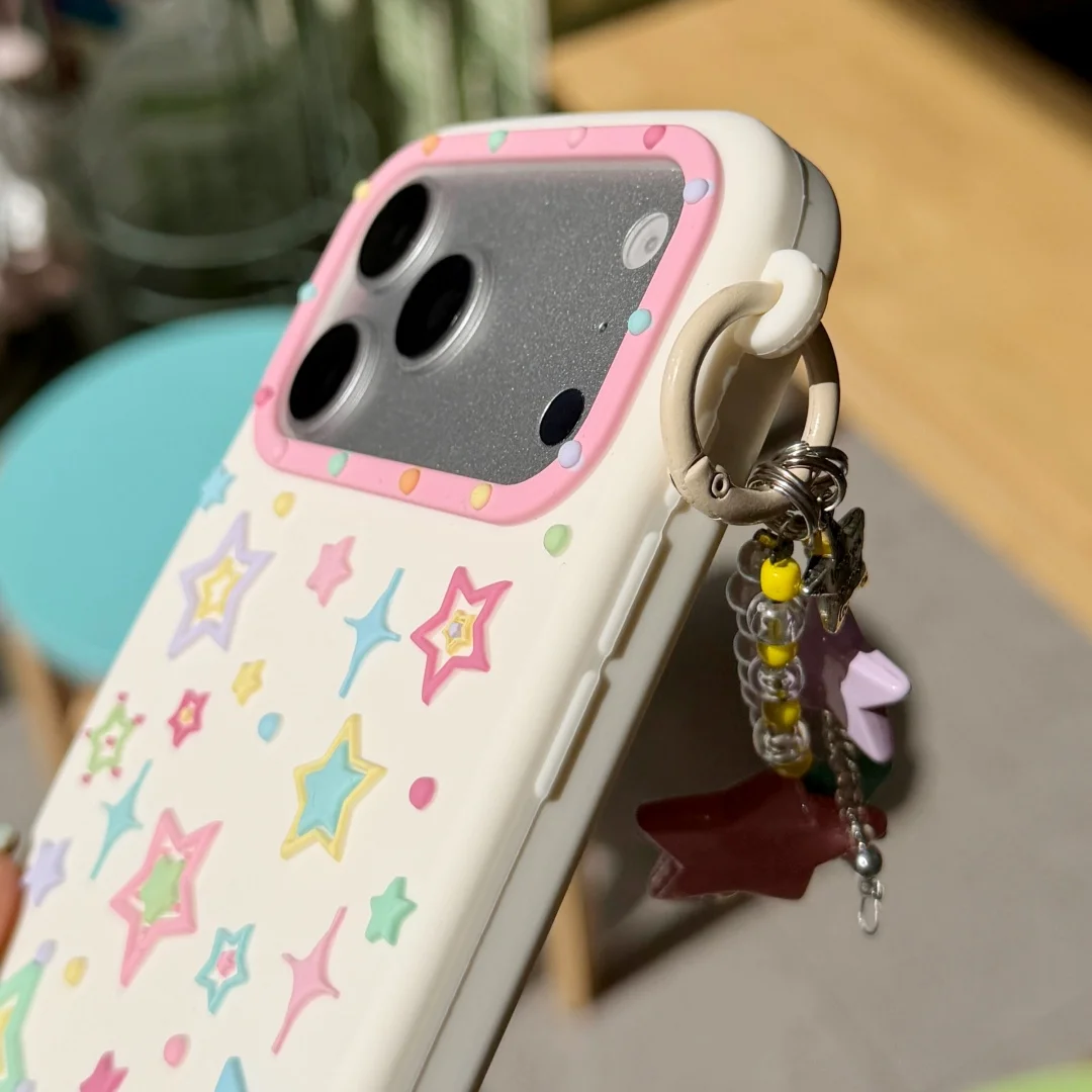 Colorful Stars Pendant Shockproof Silicone Phone Case Cover