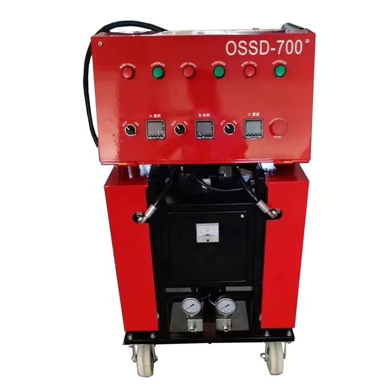 

Portable spray foaming machine for insulation of wall top storage tank containers