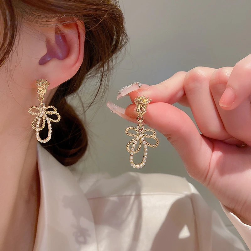 2022 New Arrival Fashion Drop Earrings Trendy Bowknot Women Dangle Earrings Simple Elegant Trendy Female Jewelry