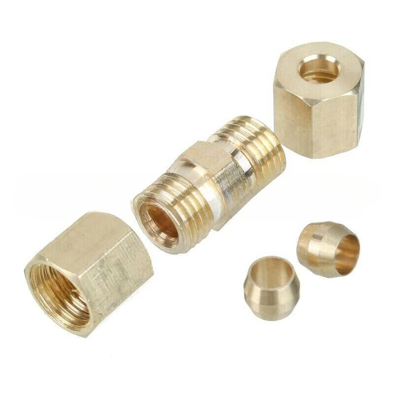 Brake Oil Connector Brake Adapter Car Brake Pipe Repair Kit Brass Connector Brake Hose Repair Joint Accessories Brake Hose Brass Fittings Car Line Union Fittings Straight