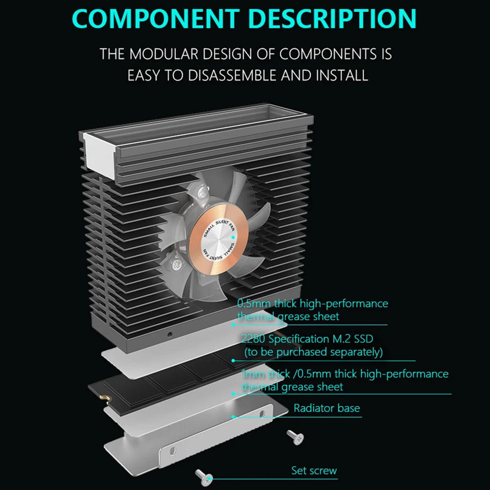 Ssd Dissipador de Calor do Disco Rígido Dissipação de Calor do Radiador Ventilador 5v 3pin Argb Aura Sync Almofada Térmica M.2 2280 - Imagem 4