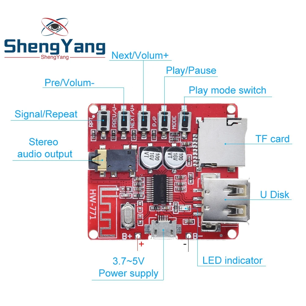 TZT Neue Bluetooth decoder board MP3 verlustfreie auto lautsprecher verstärker geändert Bluetooth 4,1 platine