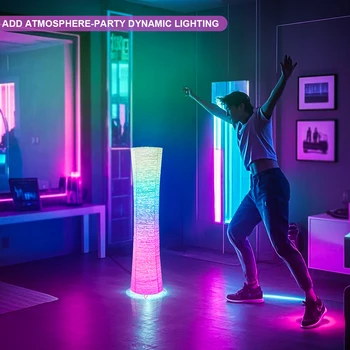 Paper lamp, RGB color-changing LED smart lamp, remote control, floor lamp, suitable for living room, bedroom and game room. 1