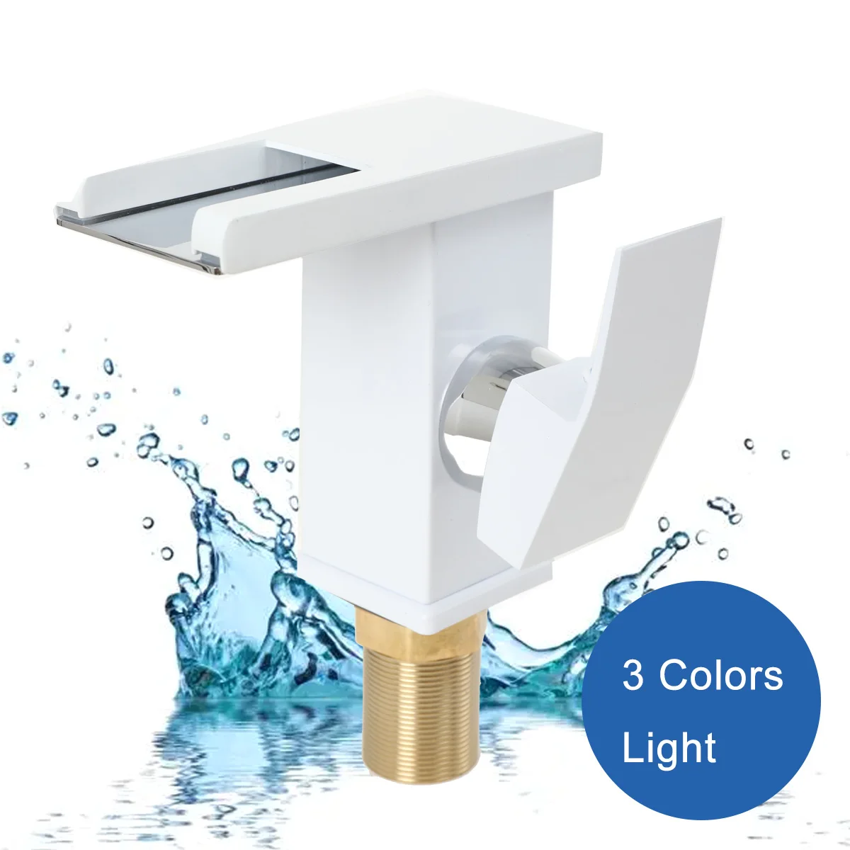 LED Matte Bathroom Sink Waterfall Faucet Three Colors Change with Temperature Hot and Cold Water Mixer Taps Water Inlet Pipe