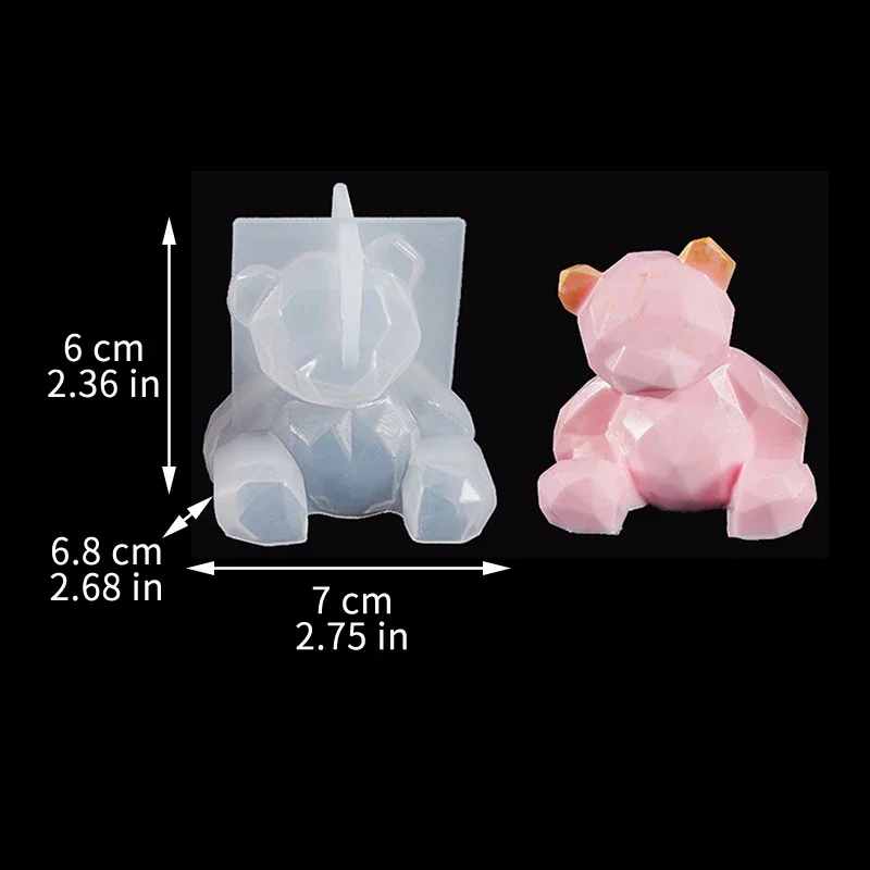 3D Geometric Silicone Unicorn Cat Deer Bear Mold Soap Candle Make Clay Plaster Resin Craft Mould Cake Decor Baking Tool