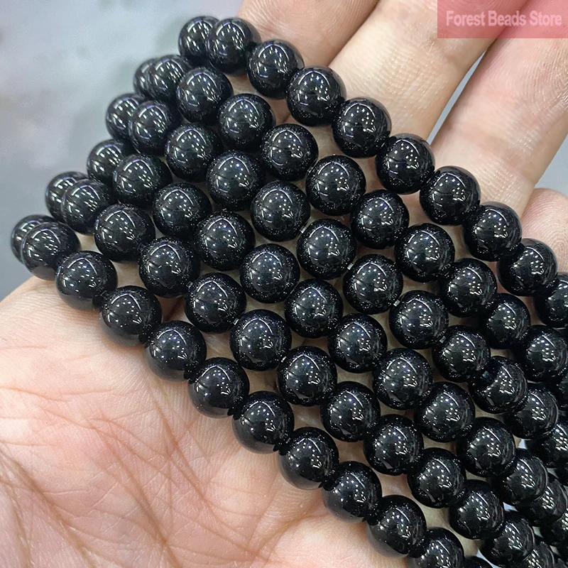 Natural Black Agates Onyx Beads Smooth Round Loose Beads Diy Bracelet Necklace For Jewelry Making 15" Strand 4/6/8/10/12mm loose gemstone beads loose beads loose agate beads