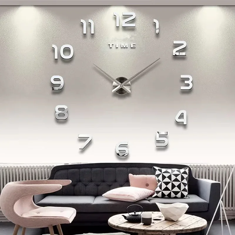 60-120cm 3D DIY Wall Clock Giant Acrylic Mirror Clocks Home Decoration Living Room Bedroom Wall Decor Silent Quartz Clocks wall clock mirror clock face