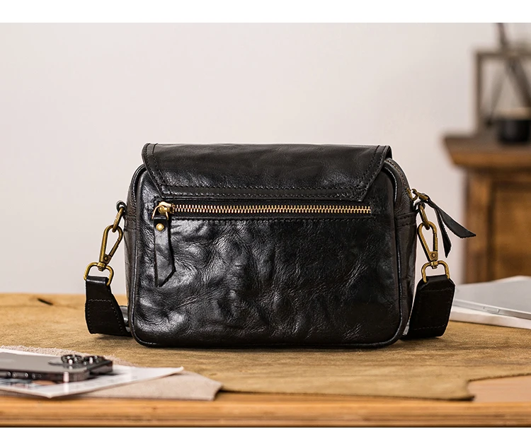 Modische, lässige Herren-Umhängetasche aus echtem Rindsleder, schwarz, für Outdoor-Partys, Designer-Luxus, echtes Leder, Crossbody-Tasche für Teenager – Detail 24