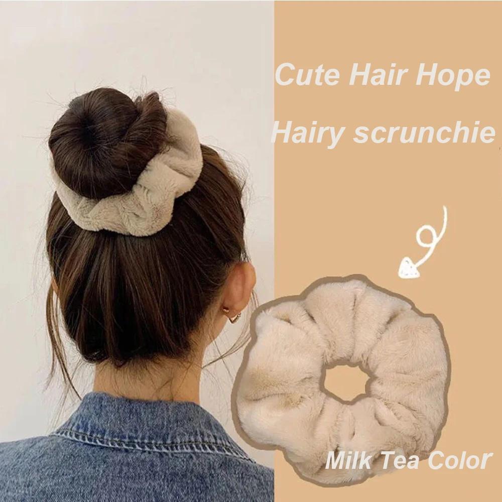 

Solid Color Hairy Hair Rope High Elastic Pig Large Intestine Hair Bands Women Ponytail Holder Furry Headwear Hair Accessories