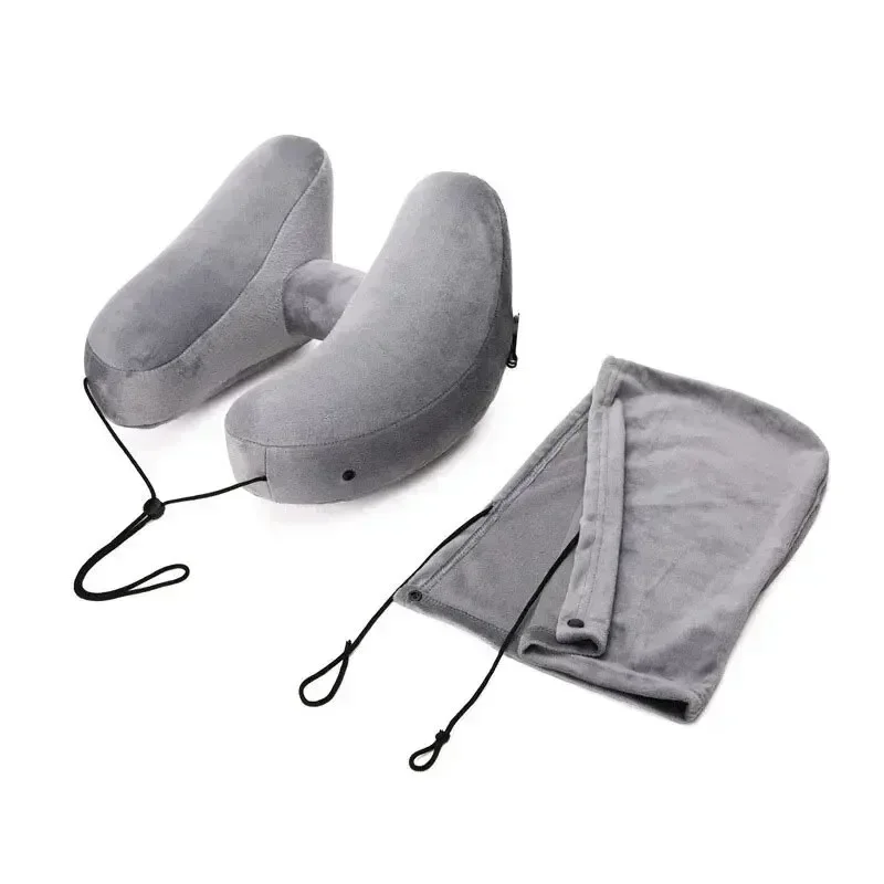 Neck Pillow Travel U-shaped Pillow Inflatable H Hooded Nap Outdoor Car Long-Distance Aircraft 6