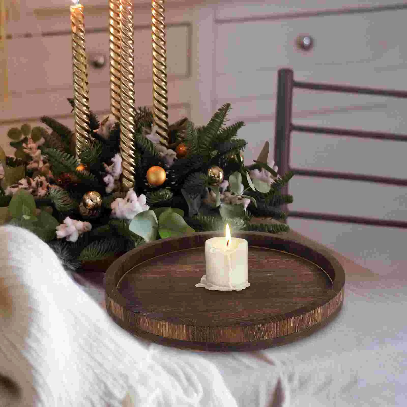 

Wooden Tea Light Holder Decorative Candlestick Table Centerpiece Holder