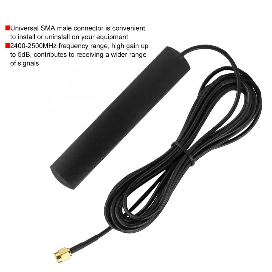 WiFi Patch Antenna SMA Male Connector 5dB High Gain Flexible Soft Antenna 2400-2500MHz For Router / IP / PC Camera wifi antenna antenna signal booster