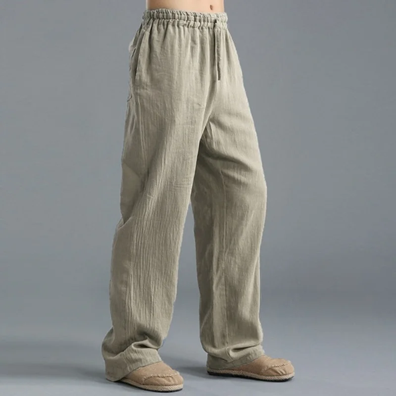 Autumn Linen Wide Men Pants Korean Trousers Oversize Linens Streetwear ...