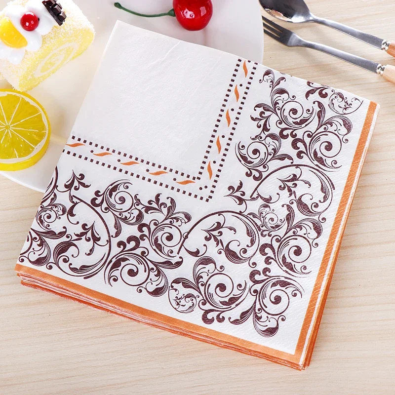 

20pcs/pac 2-Ply 33*33cm New Style Restaurant Party Napkins / Placemat Paper / Mouth Cloth Colourful Printed Pure Wood Pulp Paper