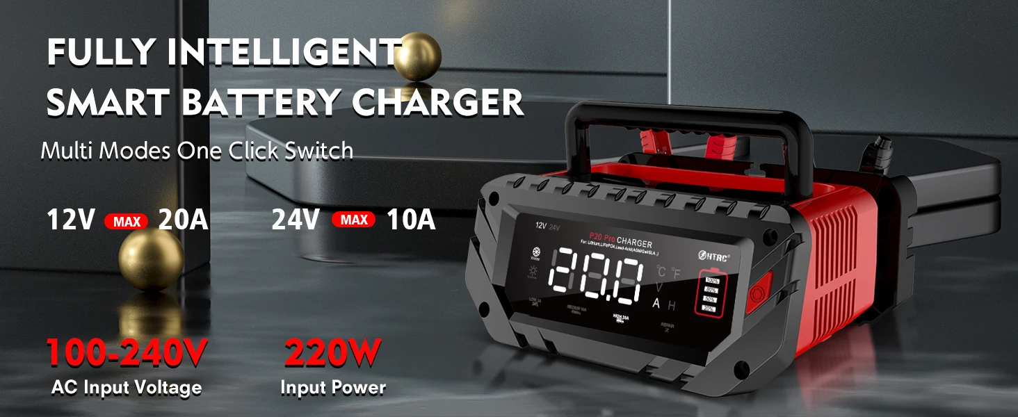 30A/26A/20A 12V 24V Automatic Battery Charger Pulse Repair Maintainer for ATV Tr