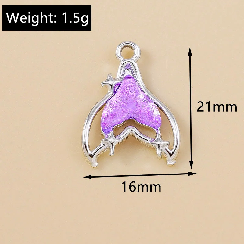 Leslie 10 Stück funkelnde CZ-Kristall-Meerjungfrauen-Anhänger, Fischschwanz-Anhänger für DIY-Halskette, Armband, Schmuckherstellung, Zubehör – Detail 2