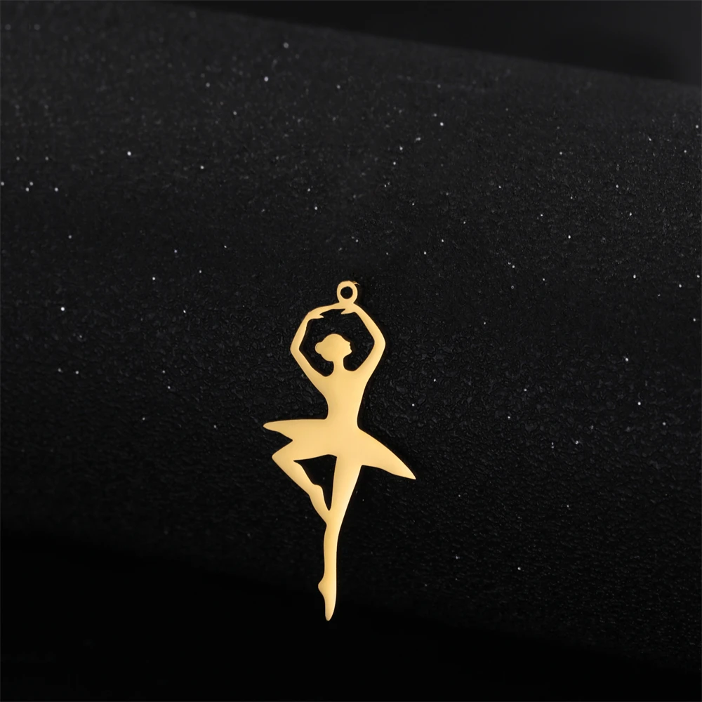 5 teile/los Ballerina geformte Anhänger Zubehör DIY Frauen Halskette Ohrring Charme Großhandel Edelstahl Charms für die Schmuck herstellung – Detail 7
