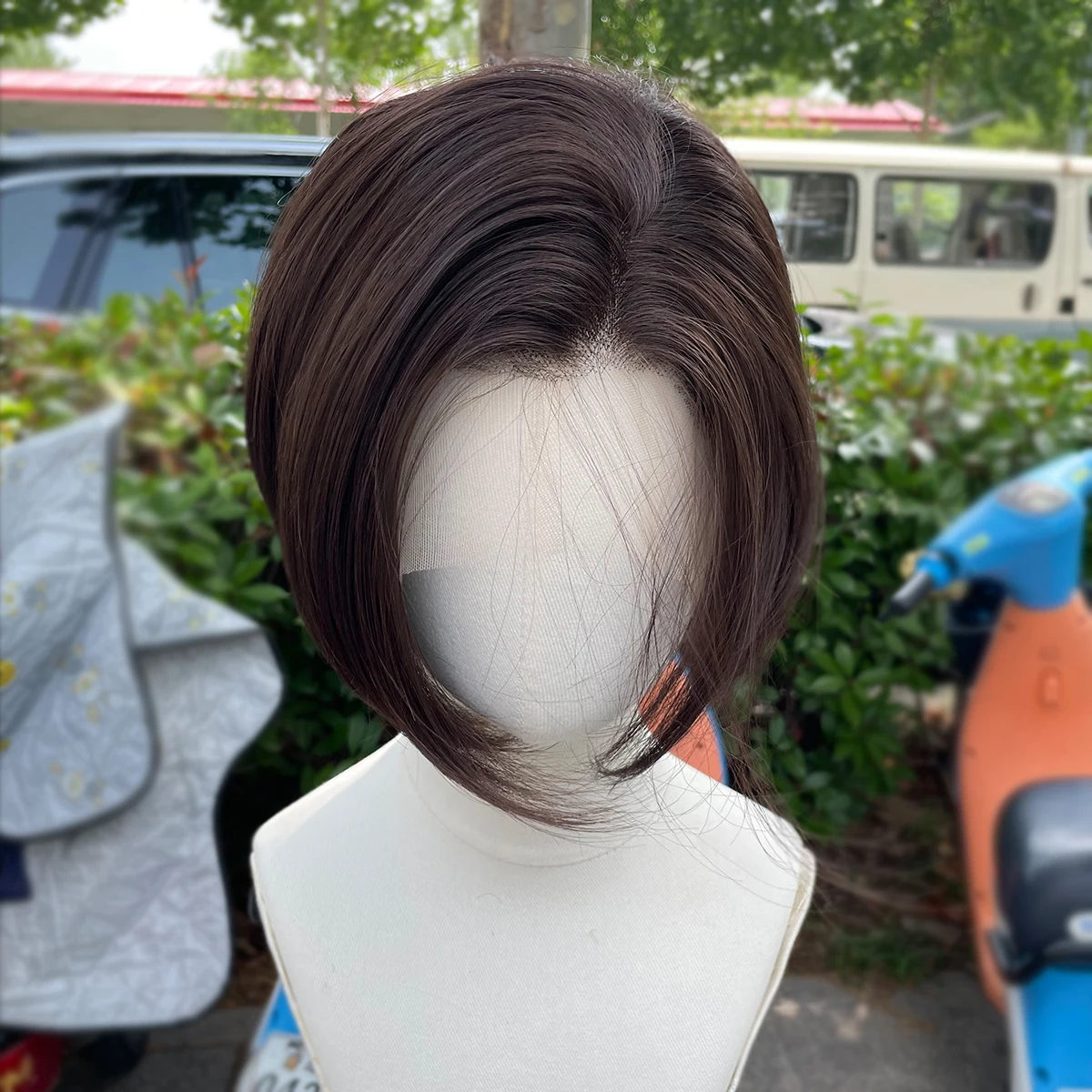 Natural Brown Short Bob Cut Synthetic Lace Front Wigs Women Men Hairline Glueless 13x4 Lace Front lace front wig lace wigs synthetic wigs womens synthetic wigs