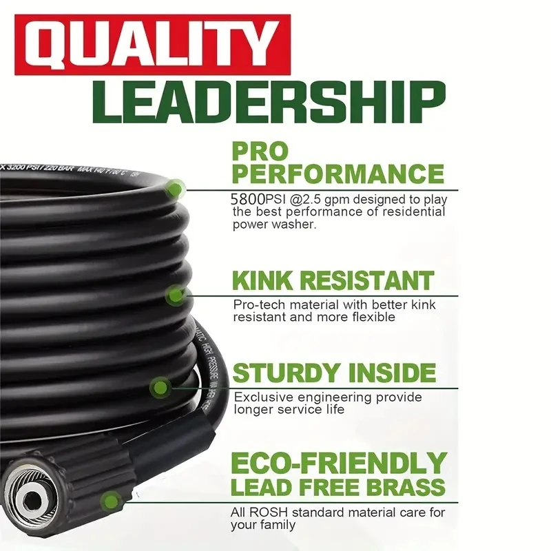 Durable High-Pressure Cleaning Hose - 5800 PSI Extension Tube