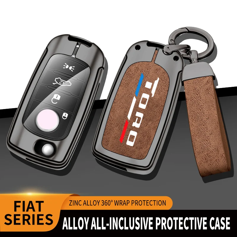 Car TPU Zinc Alloy Key Case Bag For Fiat Toro Tipo Stilo Doblo 500X Punto Argo Abarth Car Key Chain Metal Key Shell Accessories